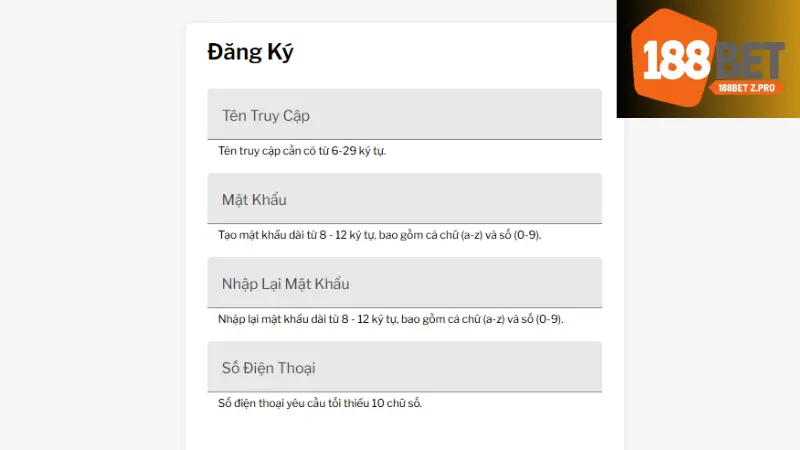 Đăng Ký 188bet - Chia Sẻ Bí Quyết Đăng Ký Nhanh Chóng Nhất 3 Quy trình đăng ký 188bet